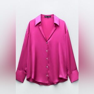 pink satin top zara
